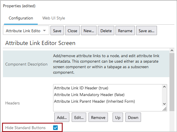 Configuring the Attribute Link Editor Screen