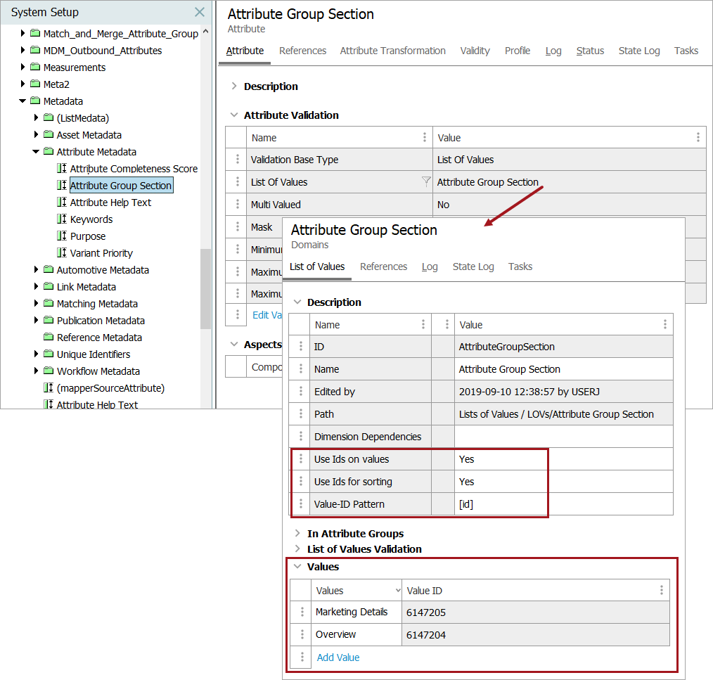Modifying Sections on the Product Editor Screen