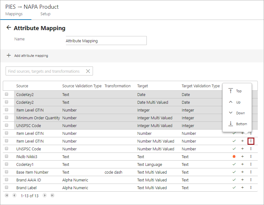 Modifying Mapper Rows on the Onboarding Mapping Details Screen