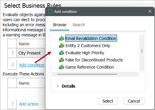 Import Manager - Select Business Rules