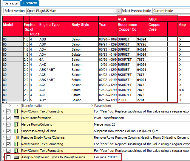 4columm 7row Assign Row/Column Types to Rows/Columns
