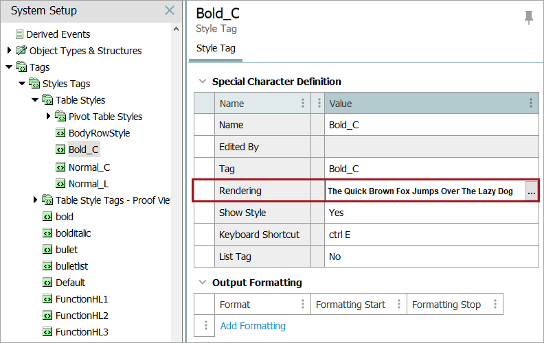 Defining Style Tags for Tables