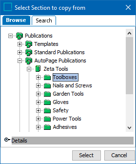Select Section Button Creating a Section