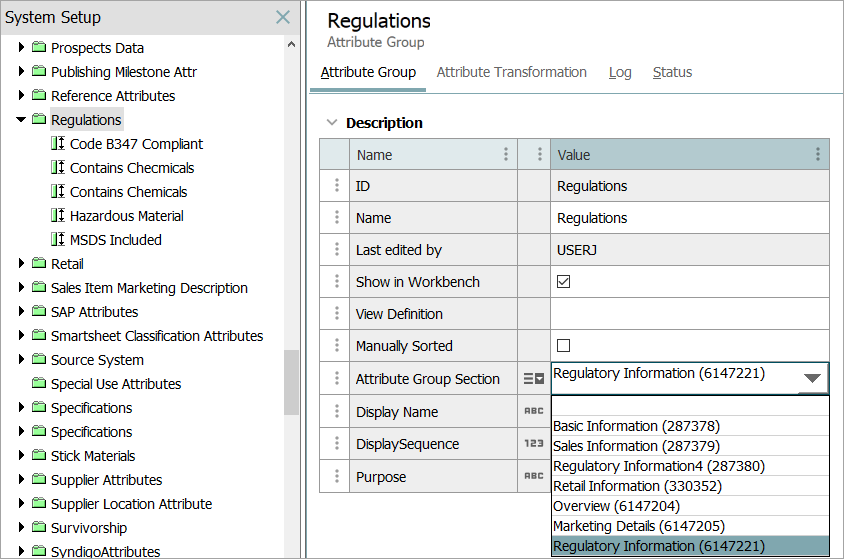 Modifying Sections on the Product Editor Screen