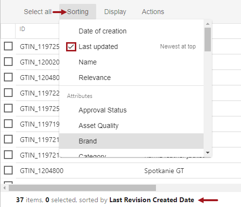 Search Screen Sorting